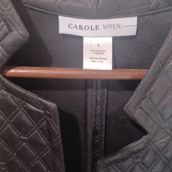 Carole Wren Black 3/4 Sleeve Quilted Slitted Flattering Jacket w/Pockets Large - Picture 3 of 5